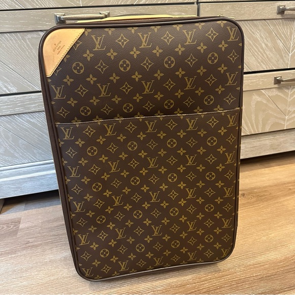 Louis Vuitton Pegase 55 Brown Monogram 2 wheel front pocket rolling luggage $900 - Picture 1 of 16